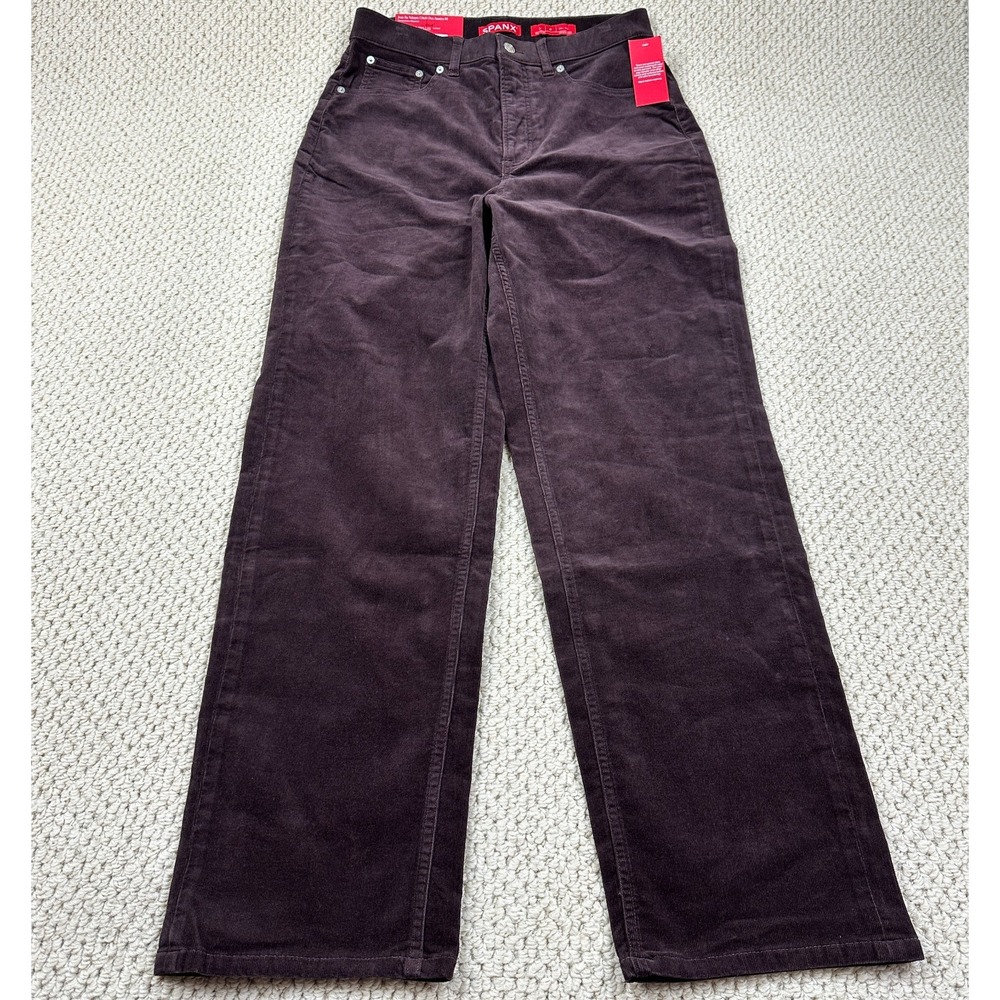 Spanx Jeans Womens Large Tall Truffle Brown Corduroy 90s Straight Leg Style NEW